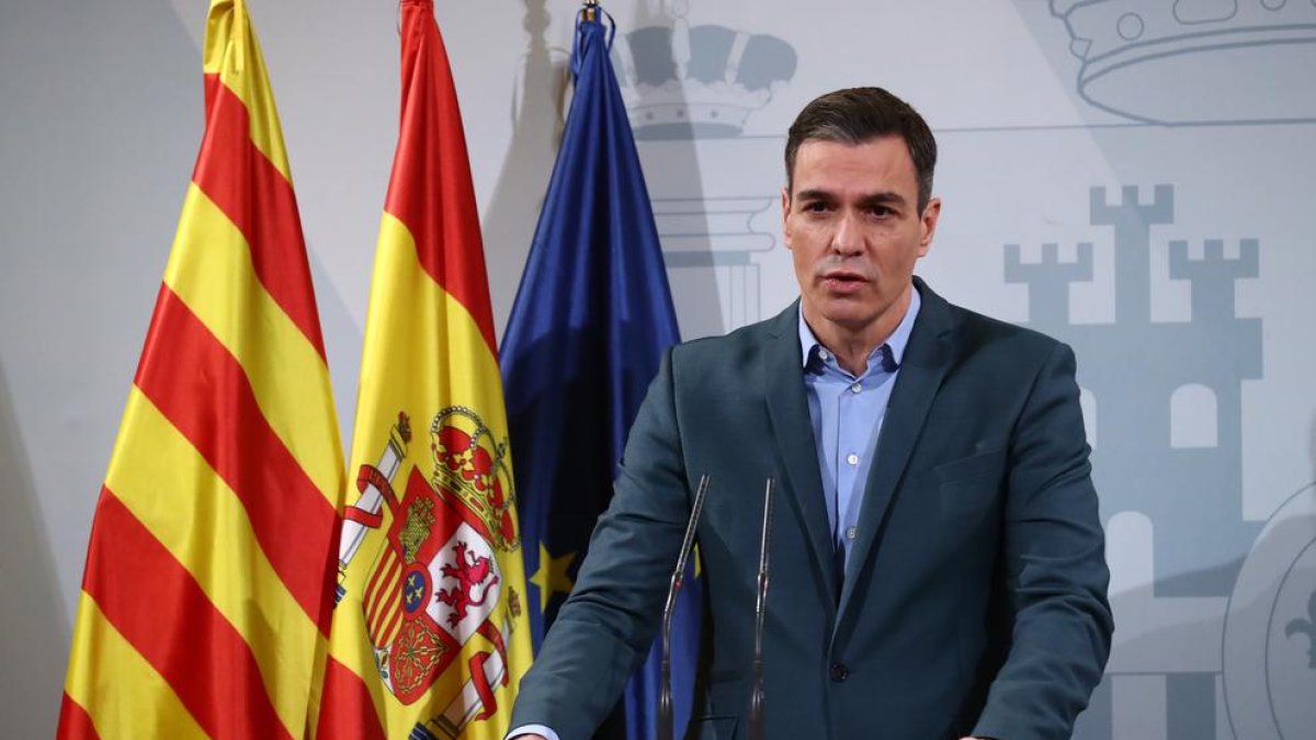 Pedro Sánchez, durant la declaració institucional del diumenge 19 de desembre.