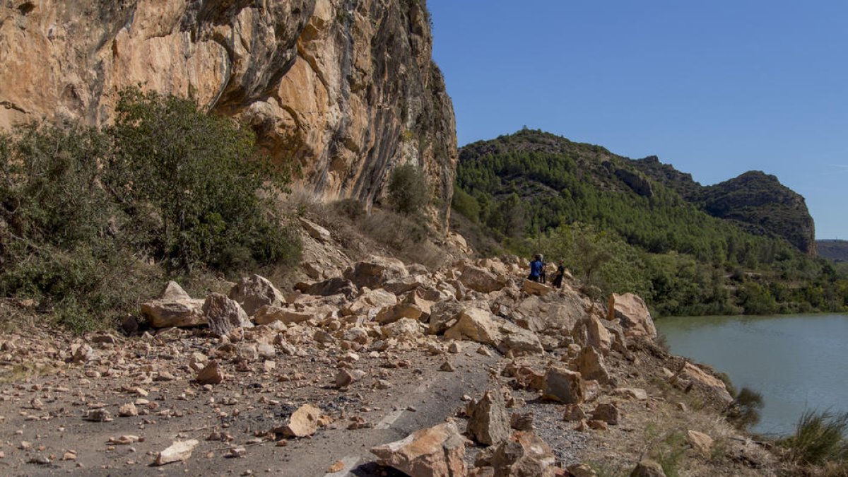 Estado de la carretera de Sant Llorenç el pasado domingo.