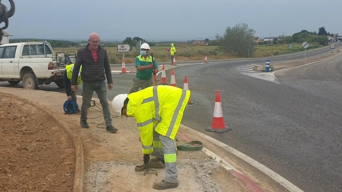 Los trabajos que se están llevando a cabo en la glorieta.