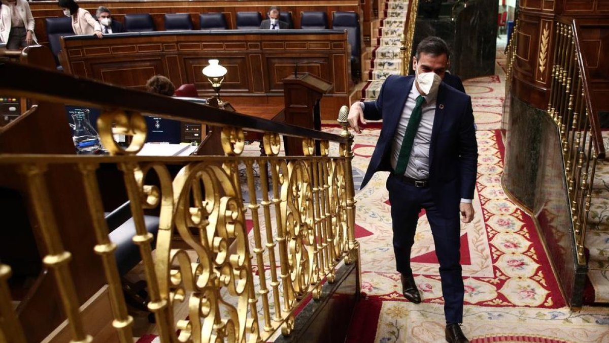 El president del Govern espanyol, Pedro Sánchez, ahir, al Congrés dels Diputats.