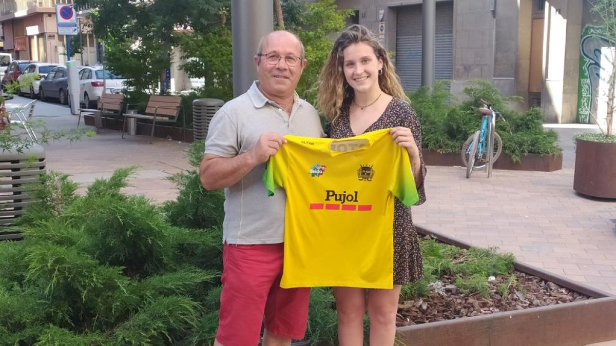 Ramon Porta y Laura Barcons, nuevo fichaje del Vila-sana, ayer en Lleida.