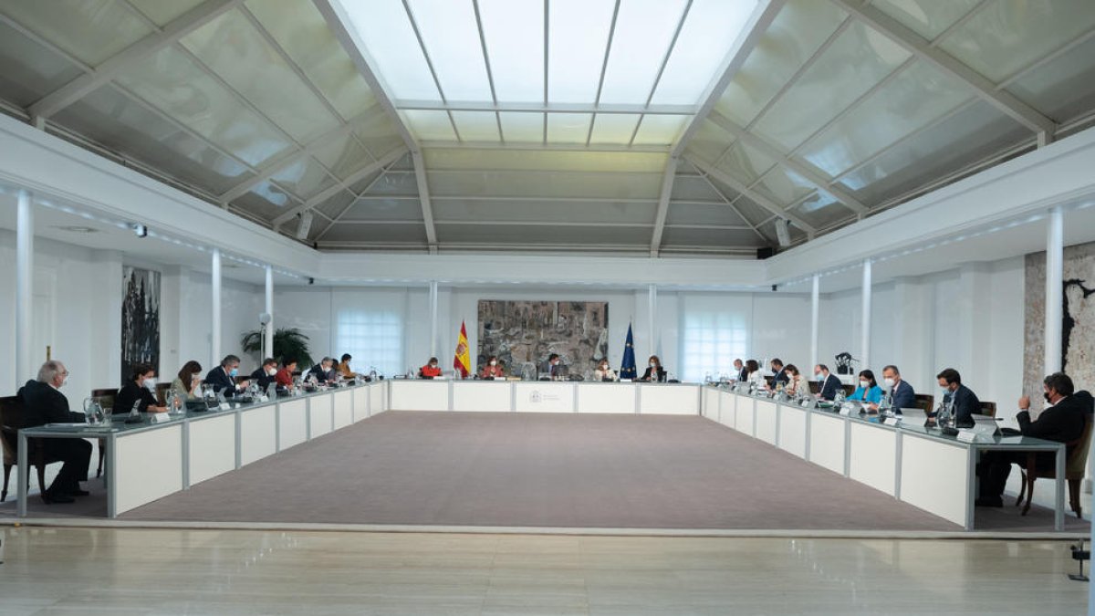 La reunión del Consejo de Ministros en el Palacio de la Moncloa.