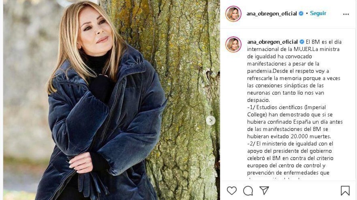 Ana Obregón carrega contra Irene Montero pel 8M