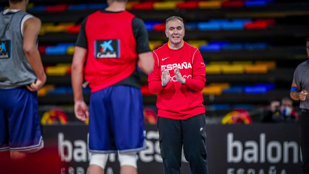 Joaquín Prado, durante el entrenamiento de la selección española.