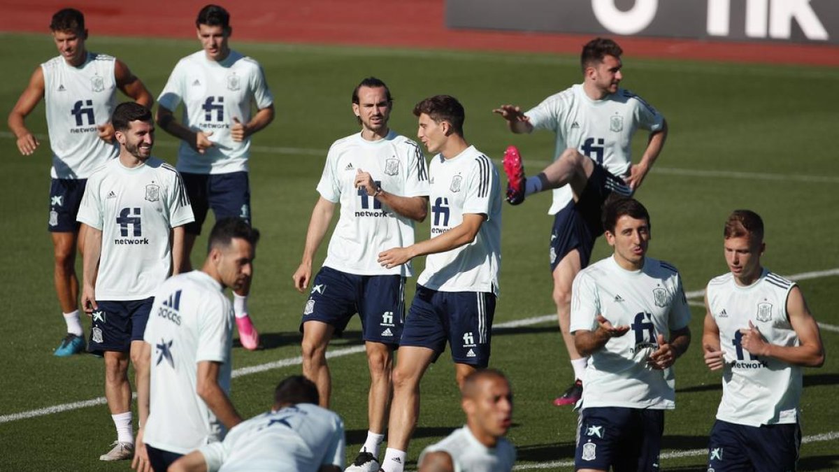 La selección se ejercitó ayer en Madrid tras ganar a Eslovaquia.