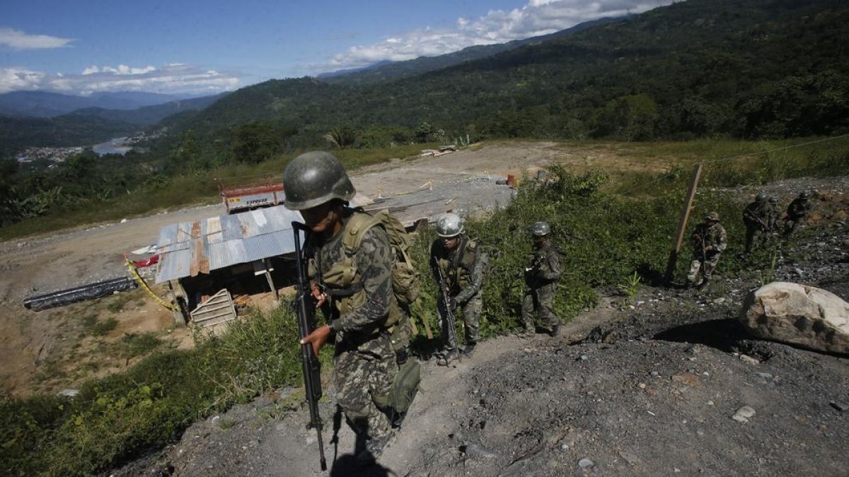 Militars a la regió del VRAEM, on té presència la guerrilla.