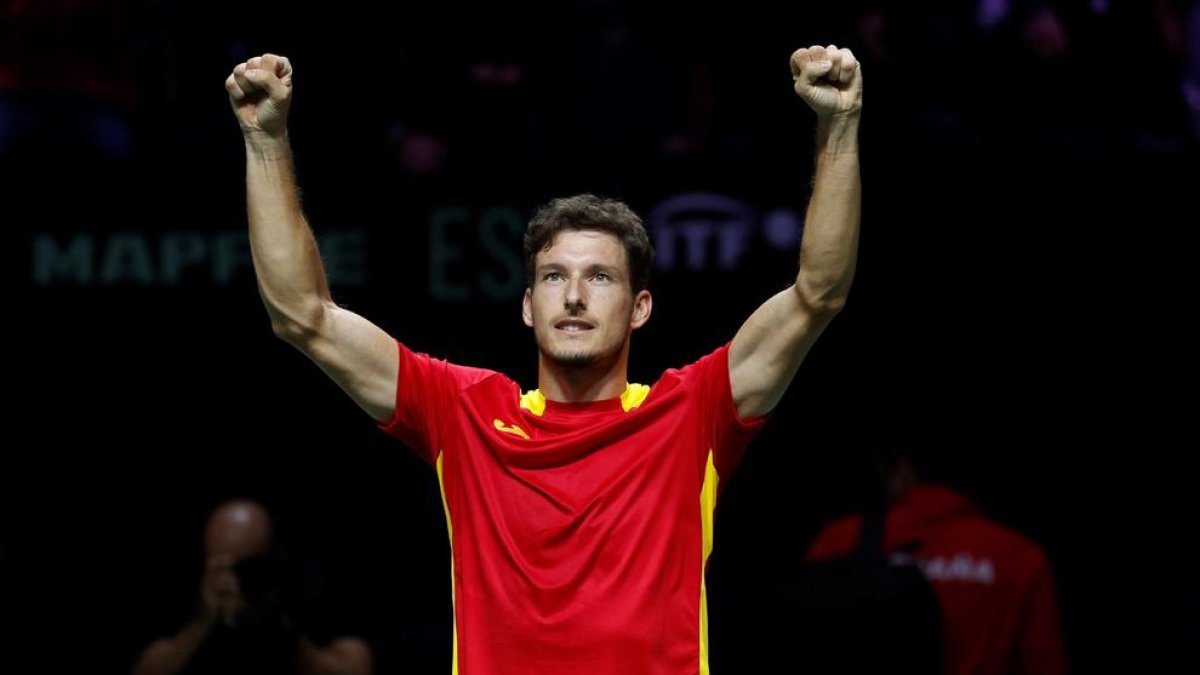 Pablo Carreño celebra su victoria ante el ecuatoriano Gómez.