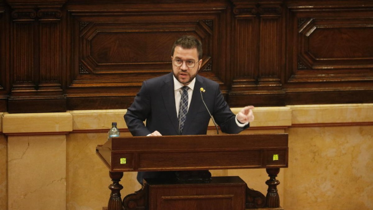 El vicepresident del Govern en funcions, Pere Aragonès, ahir durant la seua compareixença.