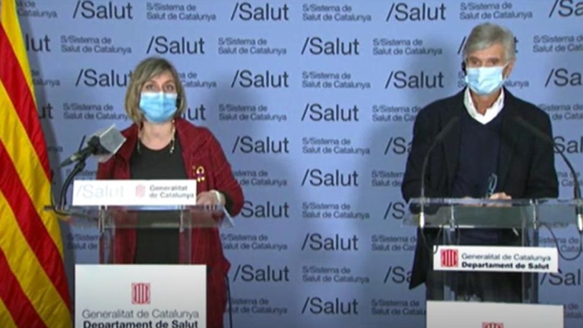 Alba Vergés i Josep Maria Argimon, durant la roda de premsa.