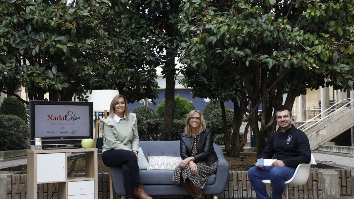 Laia Rogel, Glòria Mora i Iván Pascual, impulsors de l’Encontre Nadalenc Digital per a empreses.
