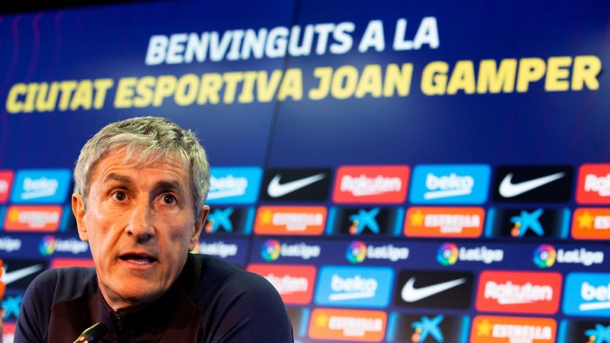 Quique Setién, ayer durante su comparecencia ante los medios.