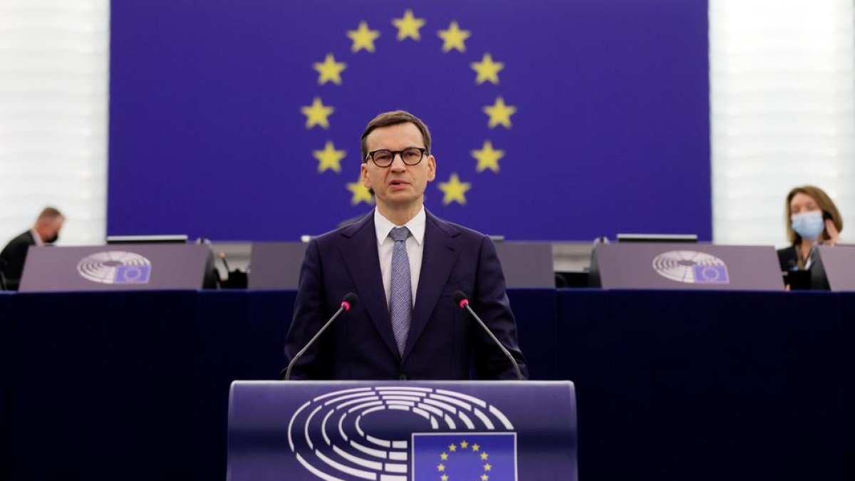 El primer ministre polonès, Mateusz Morawiecki, a Estrasburg.