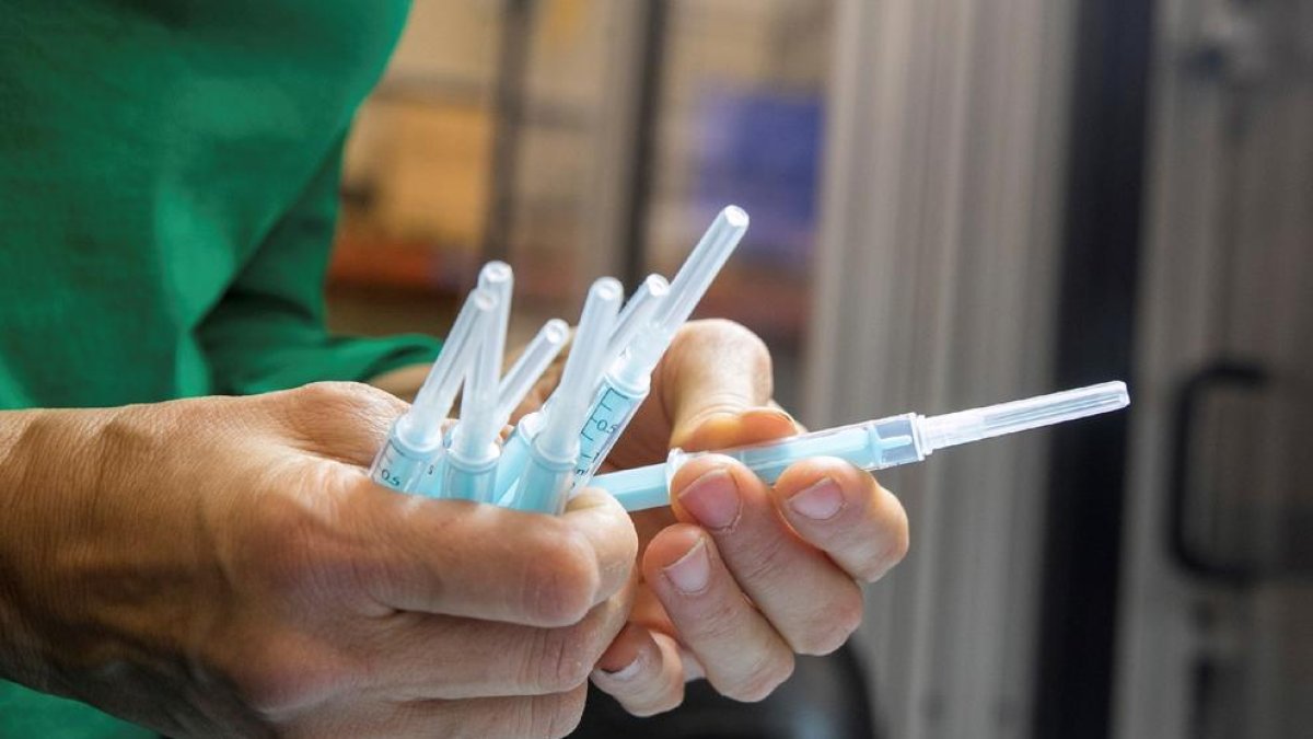 Jeringas para la vacunación contra el coronavirus fabricadas en Fraga por Becton Dickinson.