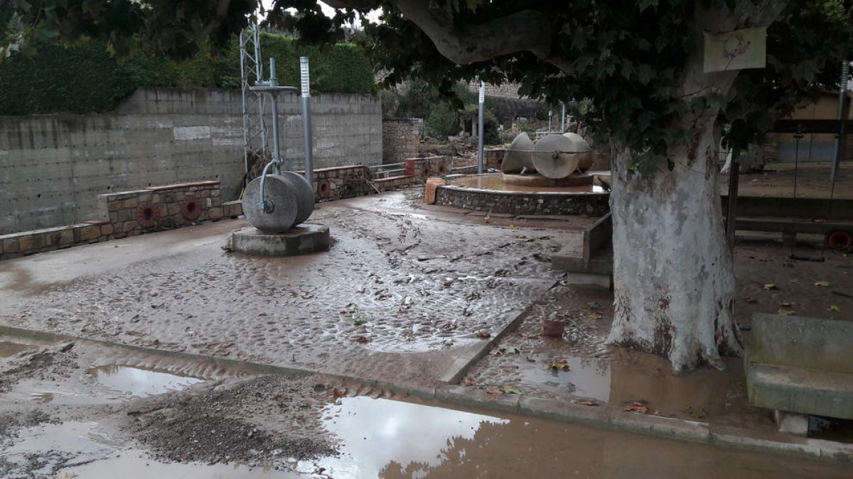 Vista de cómo quedó Vinaixa tras la riada de octubre de 2019.