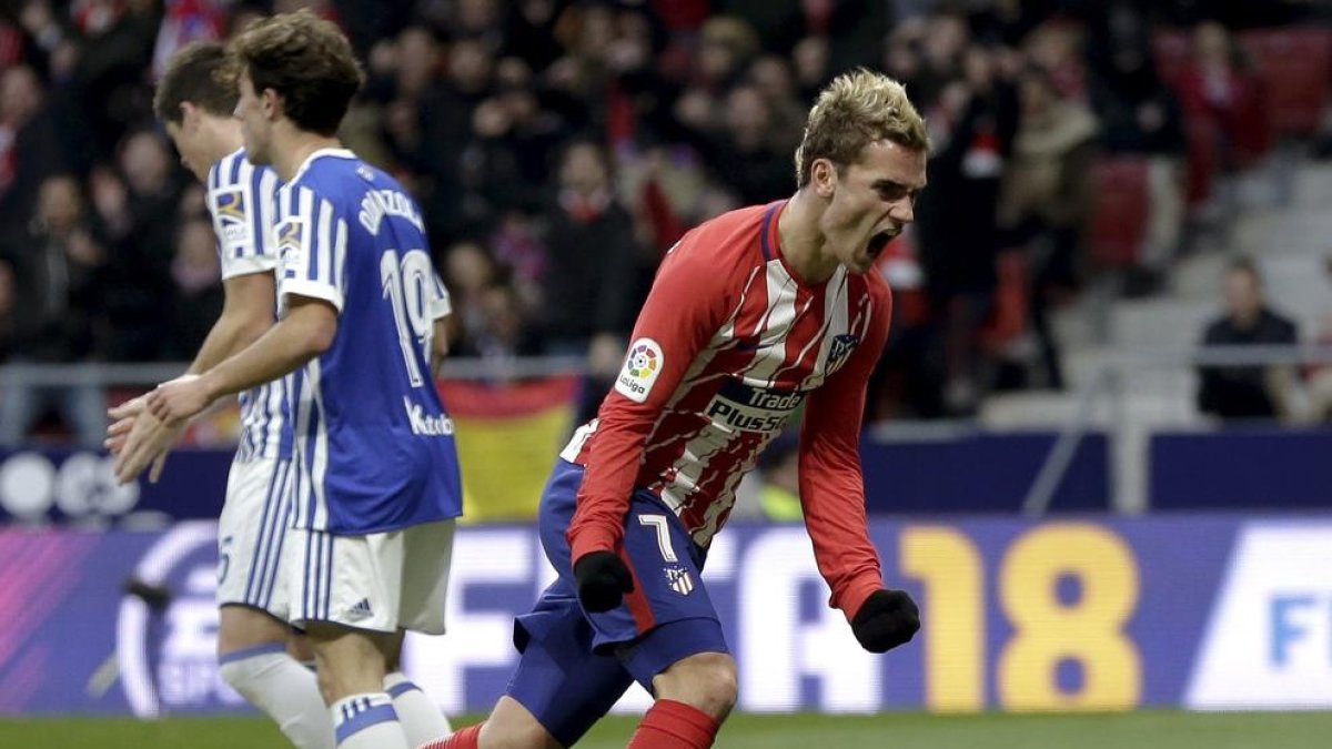 Griezmann celebra el gol que va donar la victòria al seu equip.