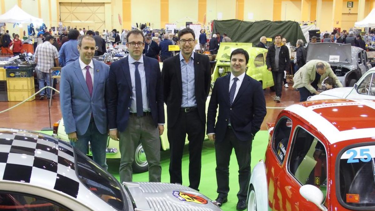 Xavier Roure, Marc Solsona, Joan Segura i Poldo Segarra, a la inauguració de la fira.