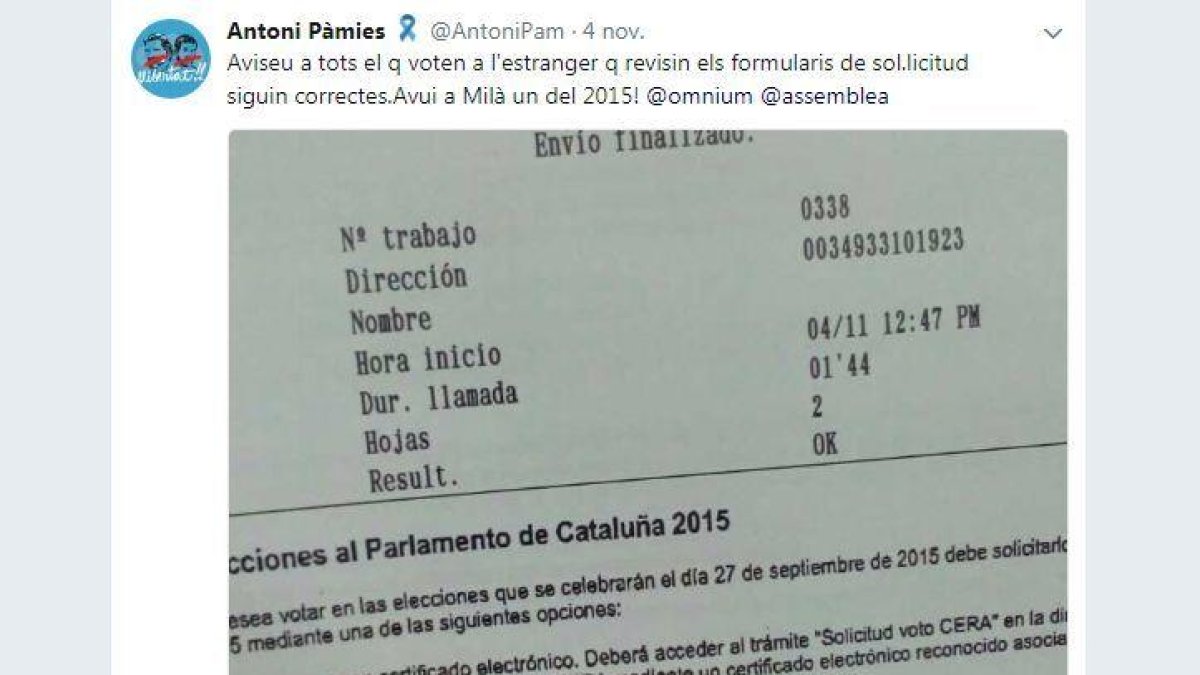 Catalanes en el extranjero denuncian irregularidades en el voto por correo