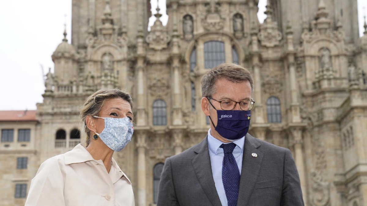 La ministra de Treball, Yolanda Díaz, es va reunir ahir amb el president gallec, Alberto Nuñez Feijóo.