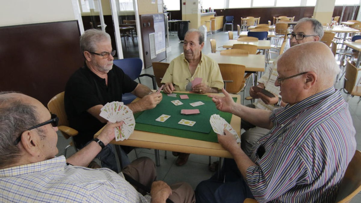 Un grupo de jubilados leridanos jugando a las cartas en una ‘llar’ de Cappont.