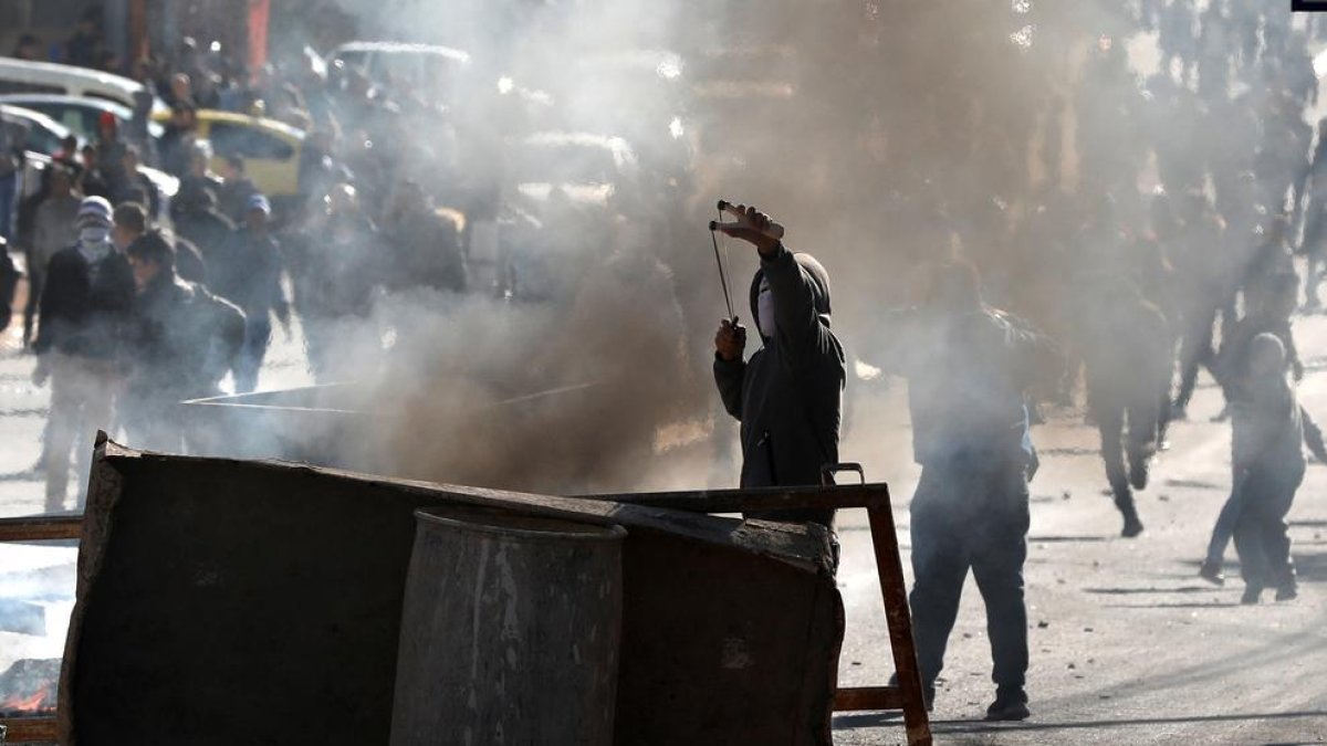 Imagen de las protestas protagonizadas en la localidad palestina de Belén.