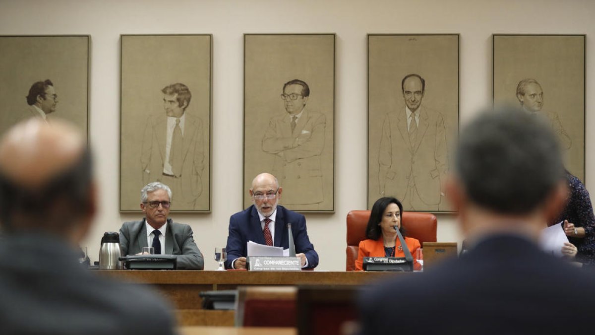 El Fiscal General, ayer, en su comparecencia ante la Comisión de Justicia del Congreso.
