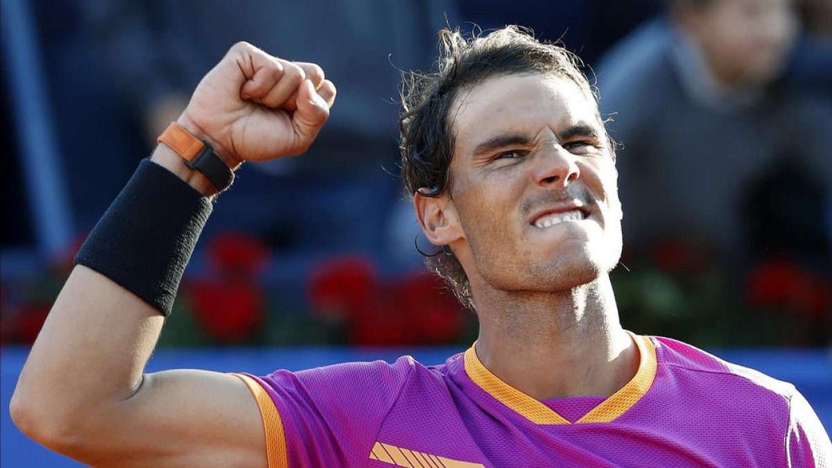 Rafa Nadal celebra la victòria davant el tenista coreà Hyeon Chung.