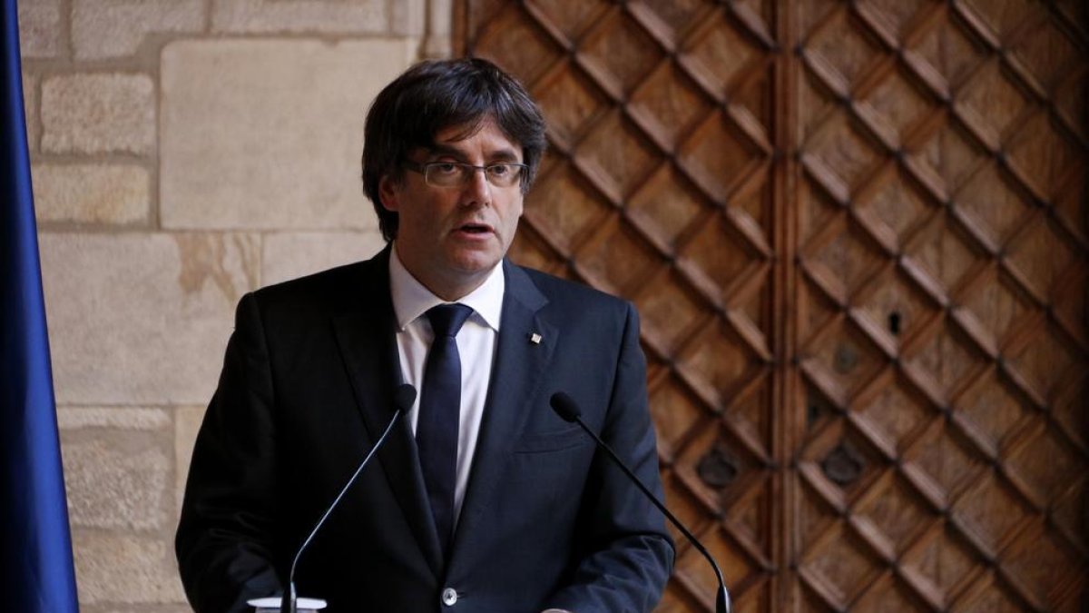 El presidente de la Generalitat, durante su intervención institucional de ayer.