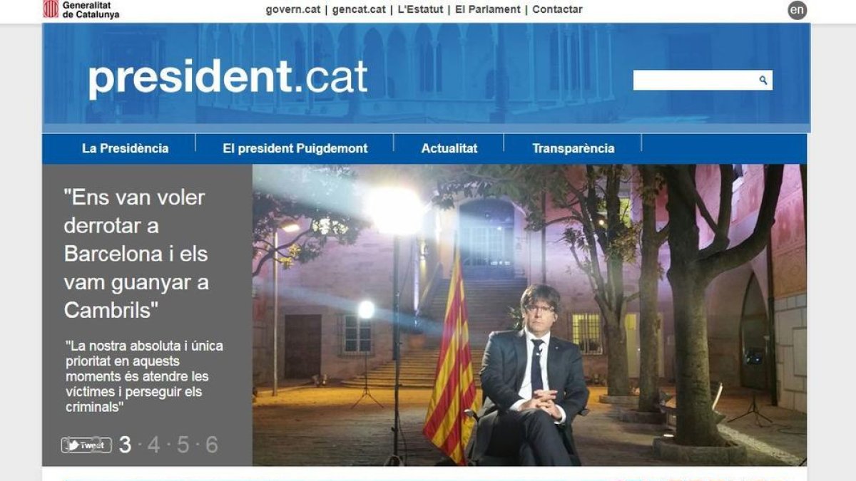 Reobren el web del president Puigdemont, però a l'exili