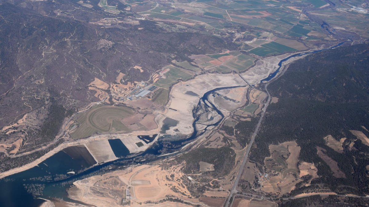La cola del pantano de Rialb durante el pasado mes de febrero.