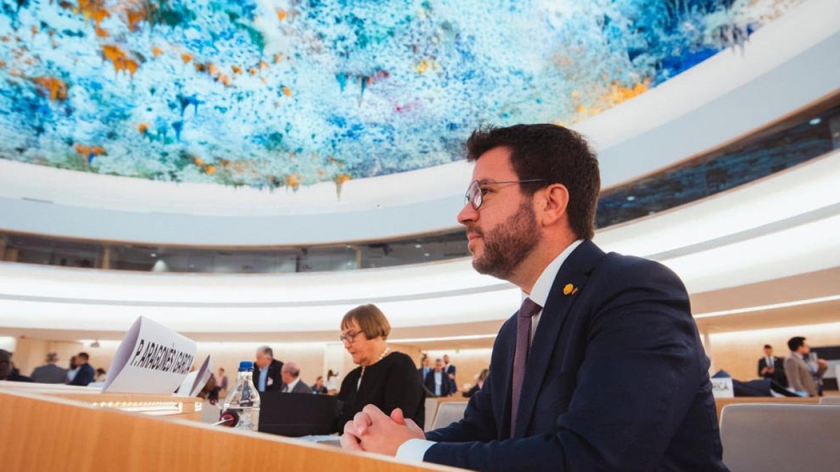 El president Pere Aragonès ayer durante la cumbre de la ONU.