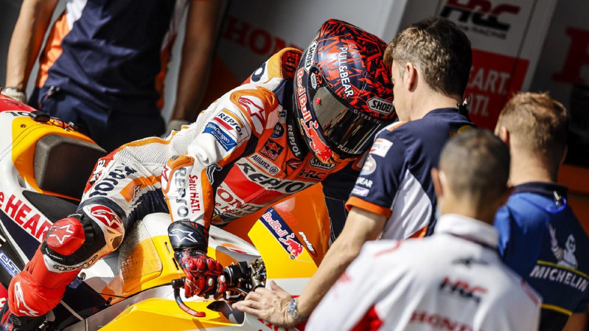 Marc Márquez, durant la jornada de tests ahir a Jerez.