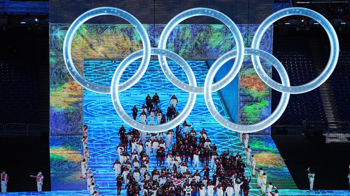 La delegación de Estados Unidos, que no envió a ningún mandatario, durante el desfile de ayer.