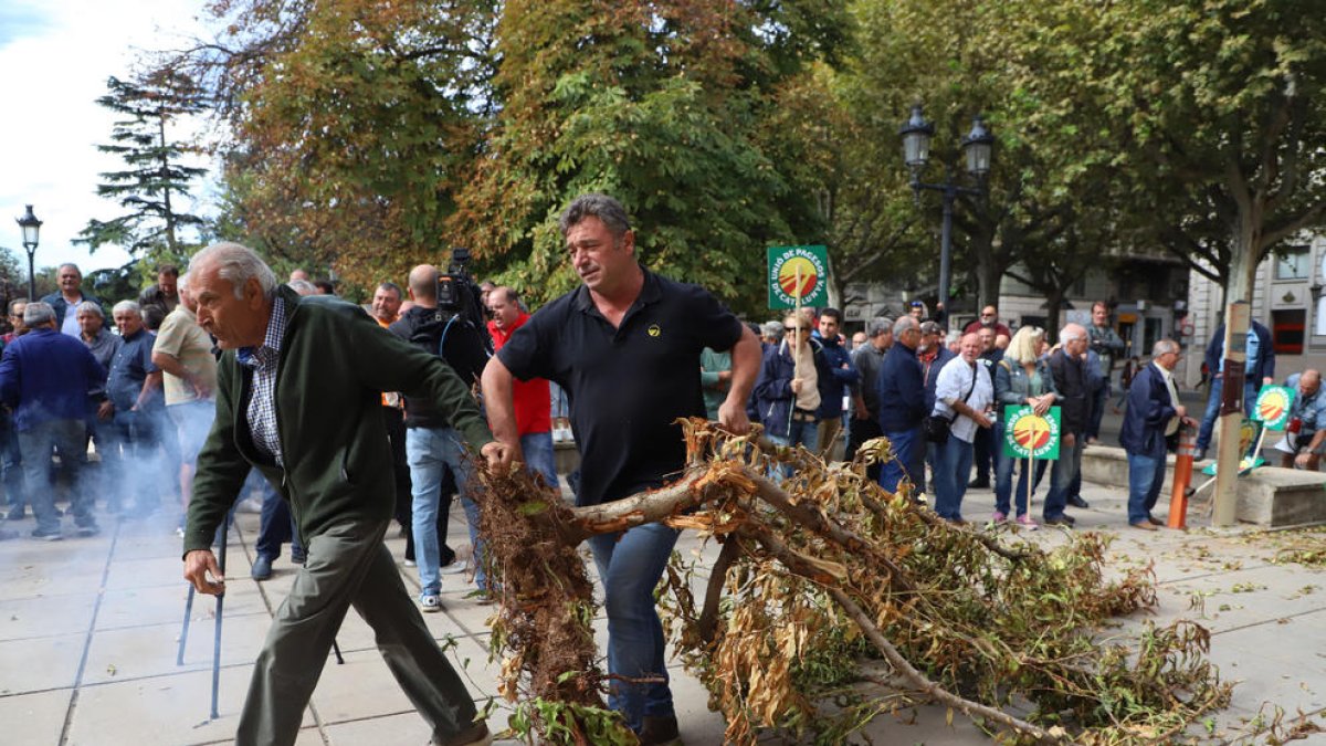 Imatge del 27 de setembre de la protesta d’UP contra el veto davant de la subdelegació a Lleida.