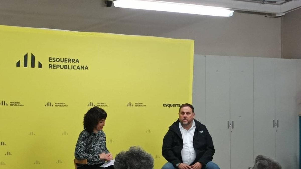 Junqueras a la xarrada que va protagonitzar ahir a Tàrrega.