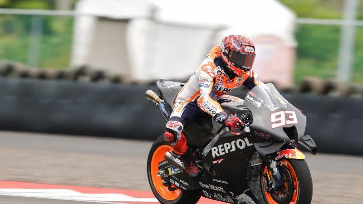 Marc Márquez, ayer en Mandalika en el primer día de los últimos entrenamientos antes del Mundial.