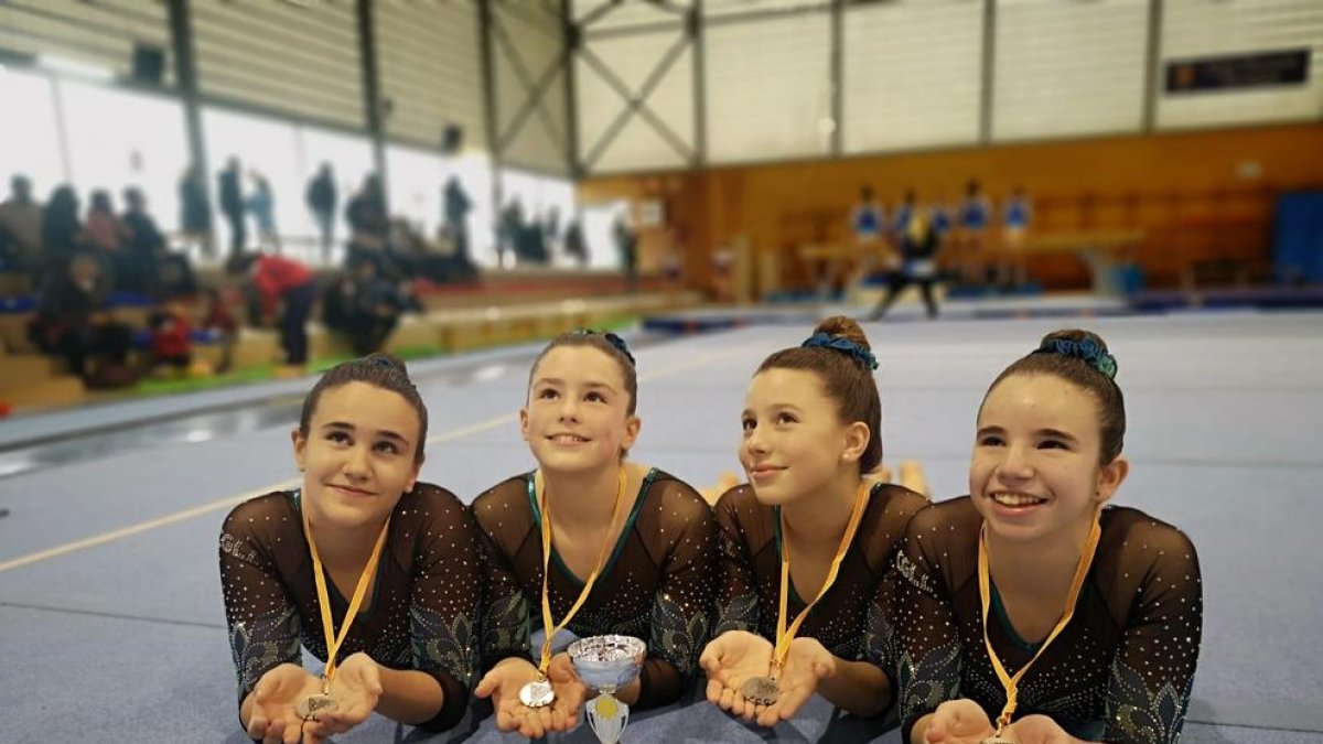 El cuarteto del Club Gimnàstic Lleida que logró la medalla de plata.