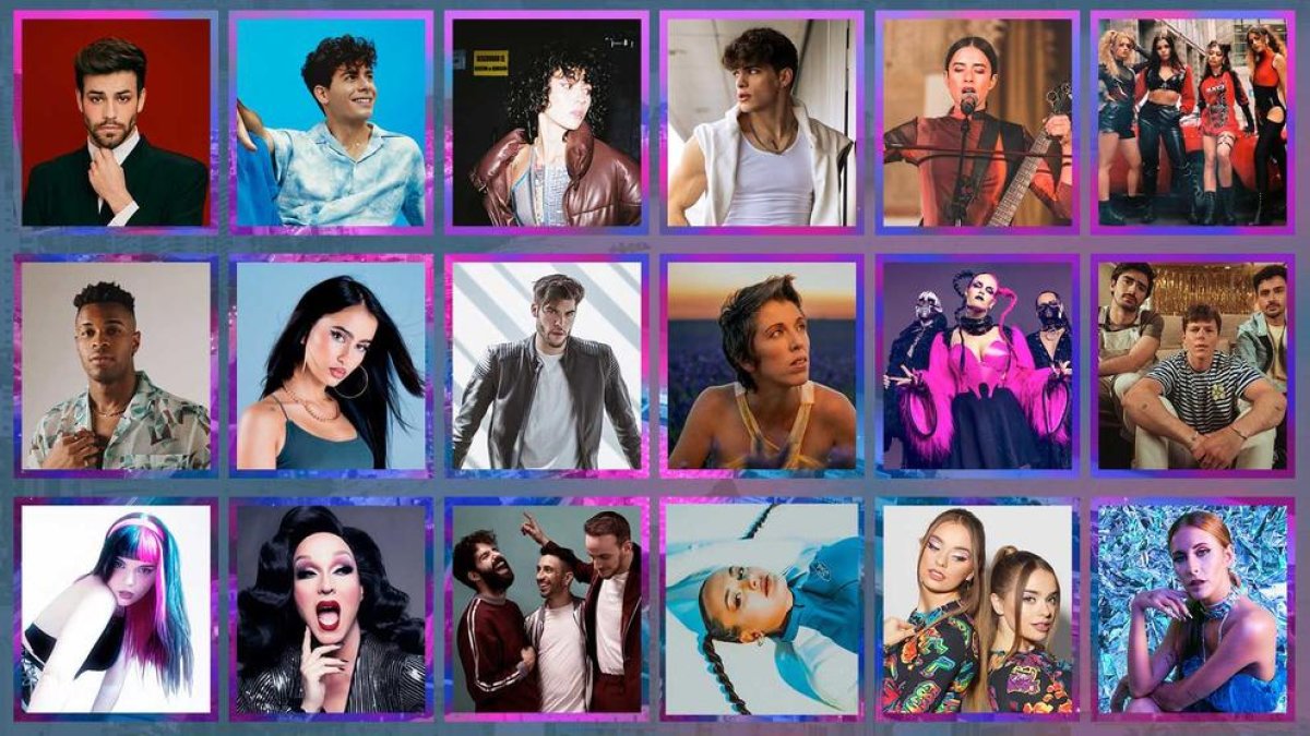 Los 18 cantantes y grupos que competirán en el Benidorm Fest 2023.