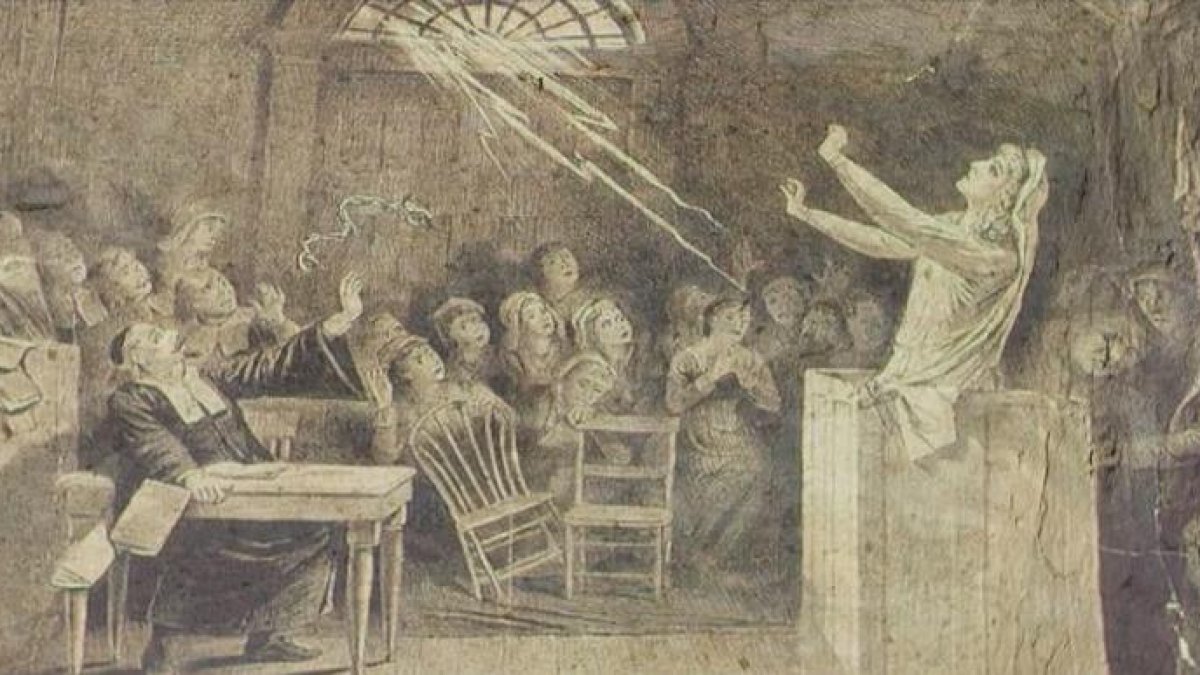El juicio a una bruja, recreado en un dibujo de la época.