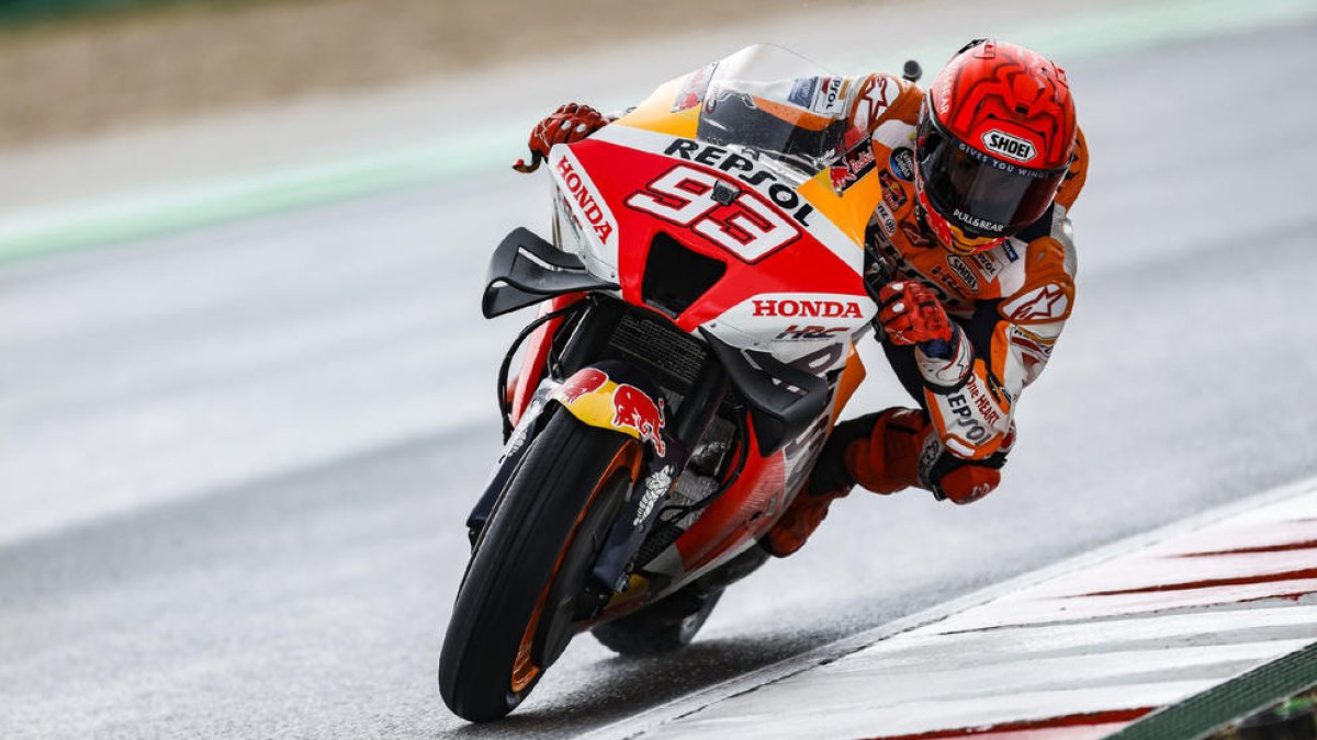 Marc Márquez ayer durante los entrenamientos libres.