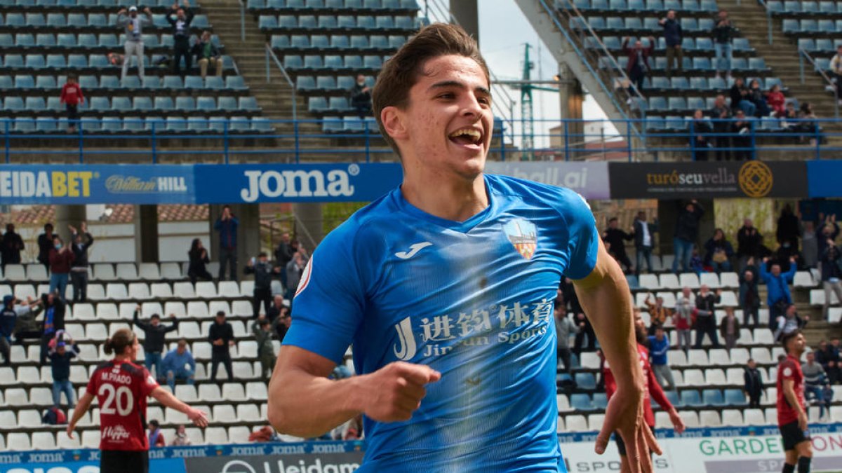 Febas celebra el gol amb què va donar tres punts al Lleida a l’afegit diumenge davant el Formentera.