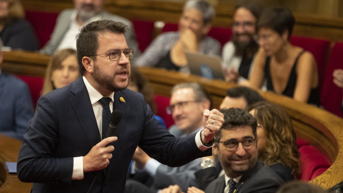 Pere Aragonès, en una de sus intervenciones ayer en el Parlament.