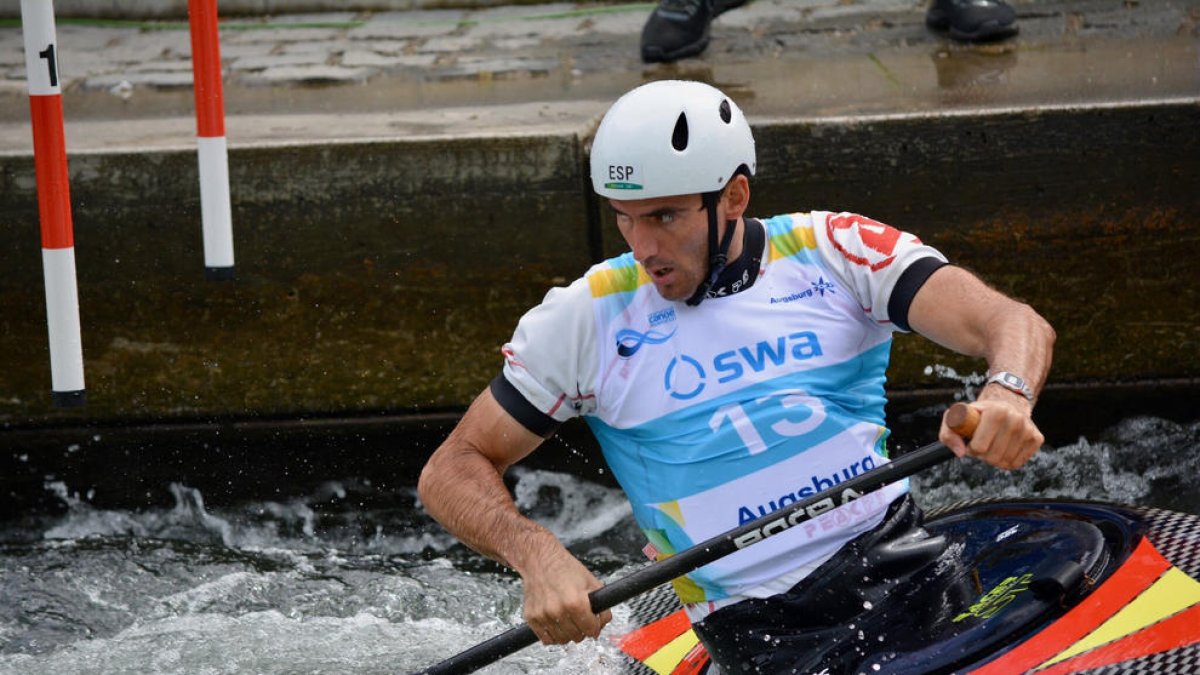 El leridano Miquel Travé, compitiendo en el canal de Augsburg.