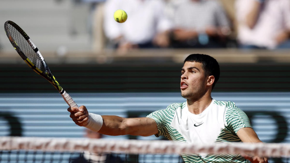 El tenista murcià, ahir durant el partit contra Taro Daniel.