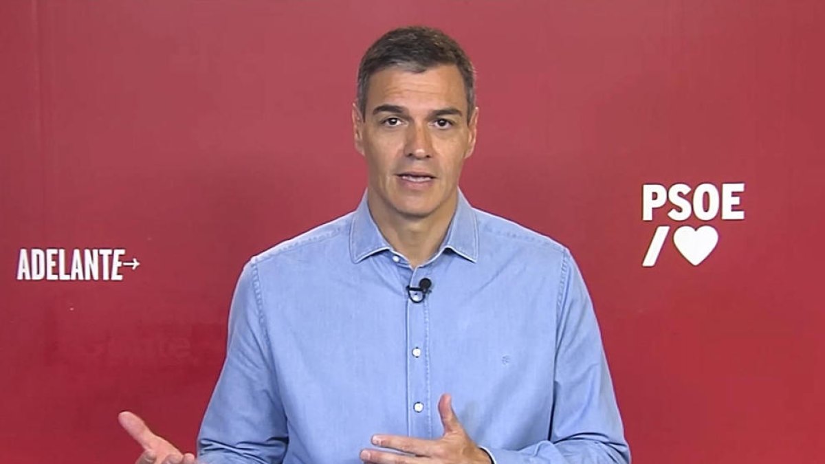 Captura de vídeo de les declaracions difoses a través de les xarxes socials de Pedro Sánchez.