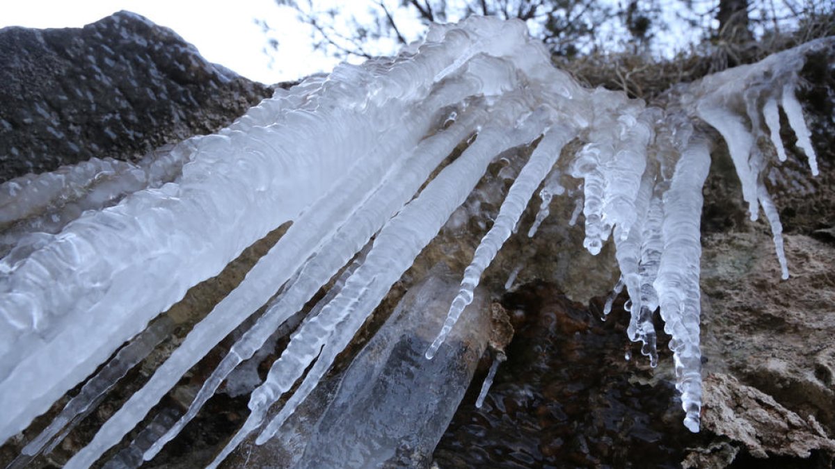 Hielo en la Argenteria de Gerri de la Sal tras la ola de frío.