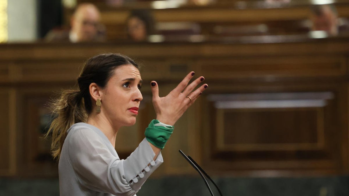 La ministra d'Igualtat, Irene Montero, al Congrés.