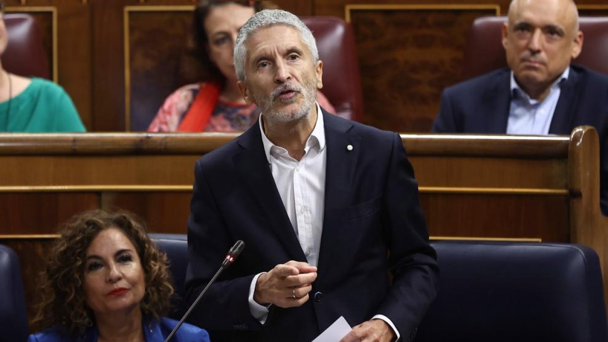 El ministro Fernando Grande-Marlaska en el pleno del Congreso.