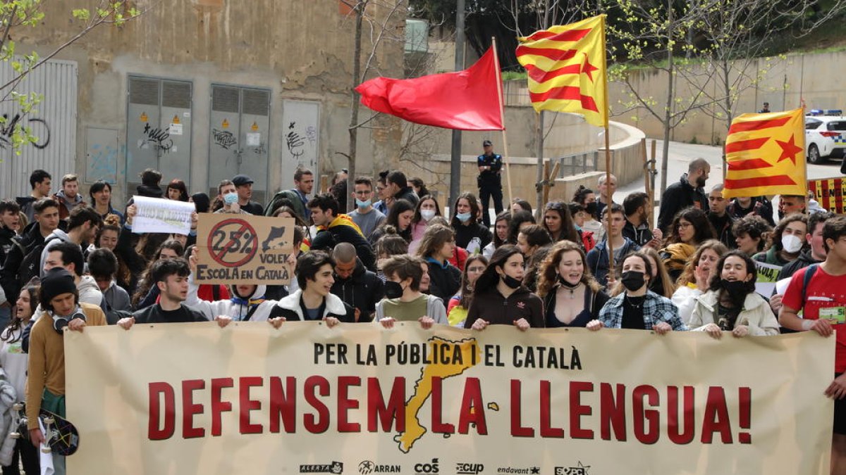 Protesta contra la sentencia del TSJC el miércoles en Lleida.