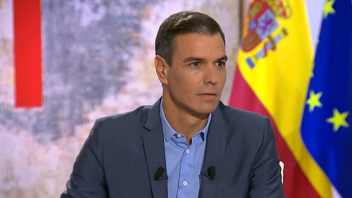 Pedro Sánchez durante una entrevista en televisión.