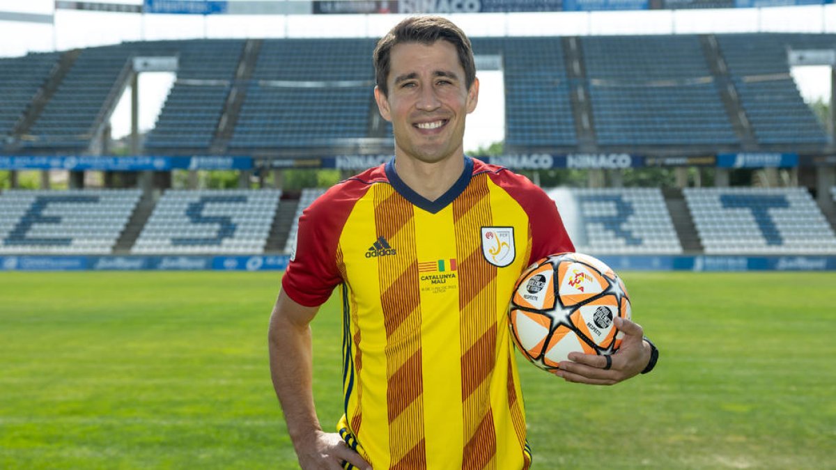 Bojan Krkic, en el Camp d’Esports con la camiseta de Catalunya.